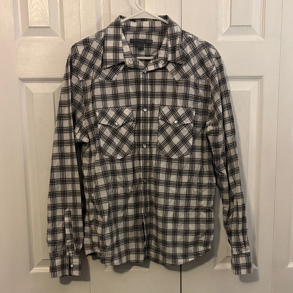 Old Navy Men's Monochrome Plaid Button-Down Shirt